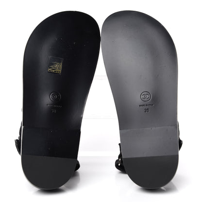 Chanel Fabric Velcro Dad Sandals 38 Black 6 of 11