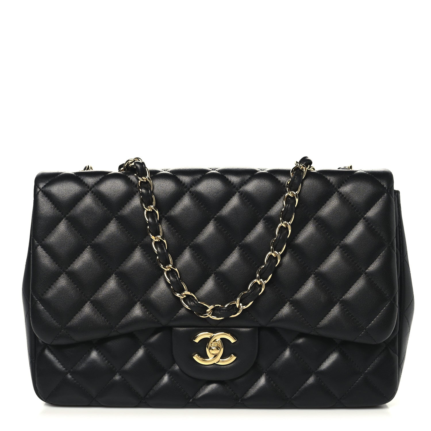 Chanel Lambskin Quilted Jumbo Double Flap Black 1 of 11