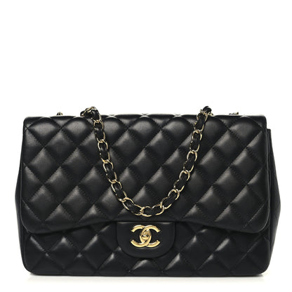 Chanel Lambskin Quilted Jumbo Double Flap Black 1 of 11