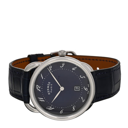 Hermes Stainless Steel Alligator 40mm Arceau Quartz Watch Bleu Abysse 2 of 5