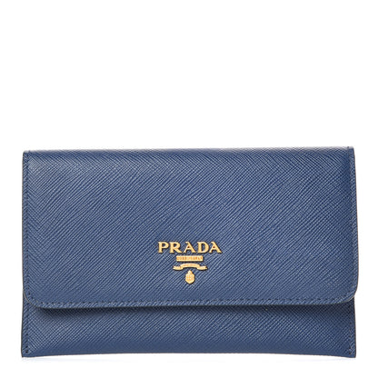 Prada Saffiano Metal Flap Wallet Bleuette 1 of 9