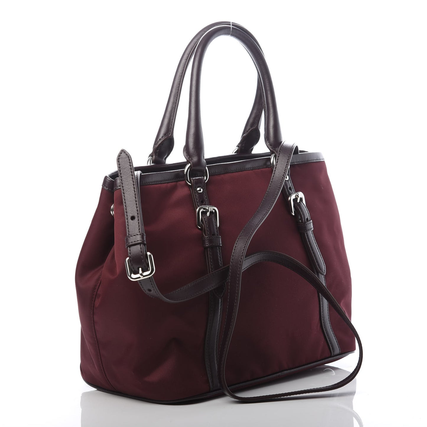 Nylon Tessuto Soft Calf Tote Granato