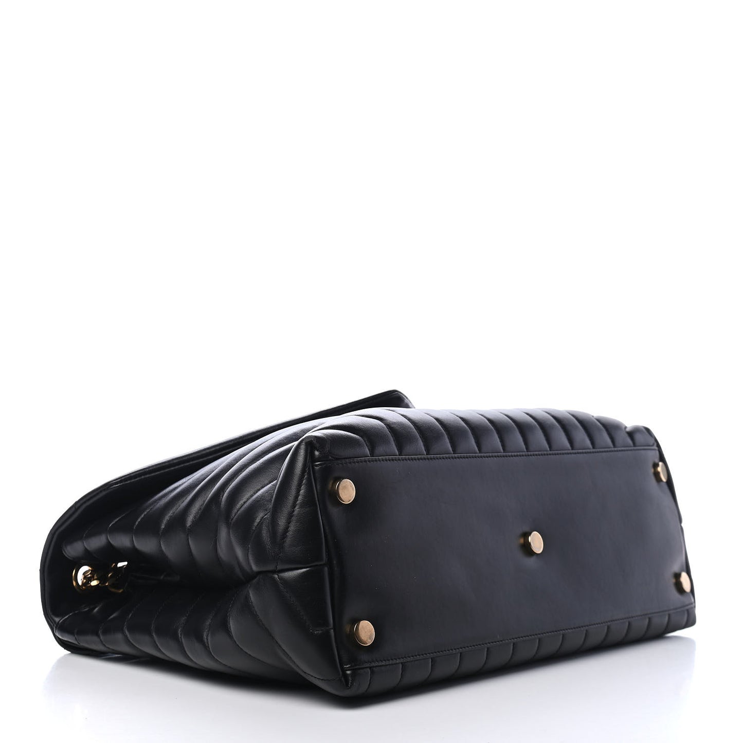 Calfskin Y Quilted Monogram Large Loulou Chain Satchel Black