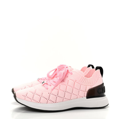 Chanel Mixed Fibers Quilted Womens CC Sneakers 38 Pink 3 of 10