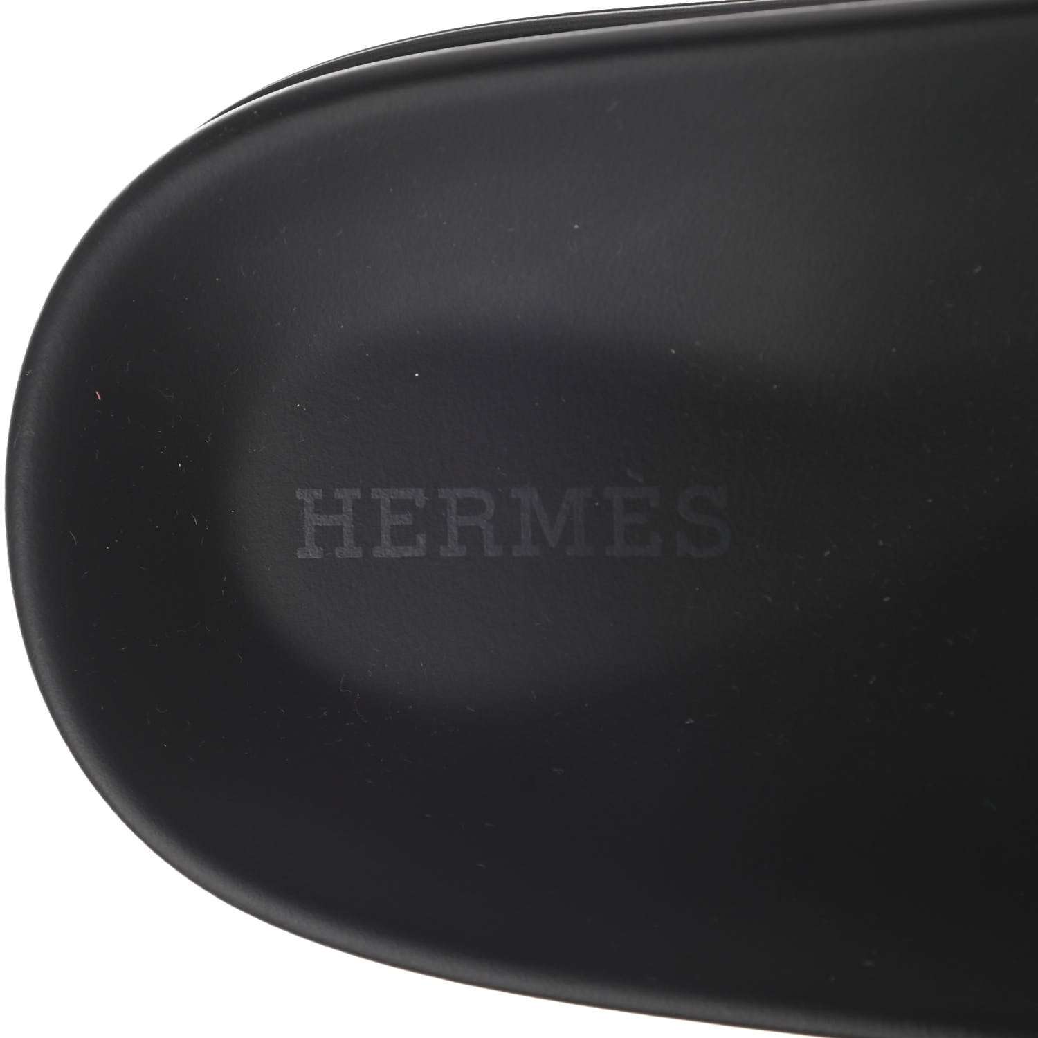 Hermes Calfskin Womens Chypre Sandals 39 Black 7 of 9
