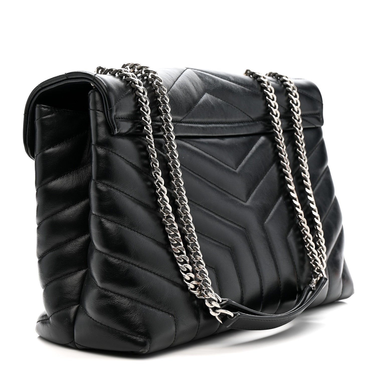 Saint Laurent Calfskin Y Quilted Monogram Medium Loulou Chain Satchel Black 3 of 17