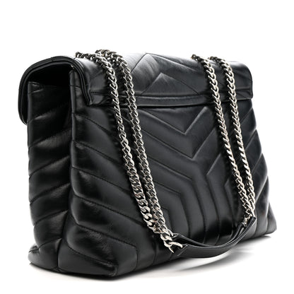 Saint Laurent Calfskin Y Quilted Monogram Medium Loulou Chain Satchel Black 3 of 17