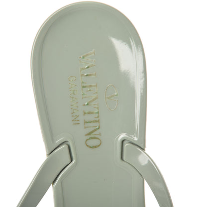 Valentino Garavani PVC Jelly Rockstud Bow Thong Sandals 41 Water Green 7 of 7