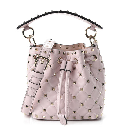 Valentino Garavani Nappa Mini Rockstud Spike Bucket Bag Rose Quartz 1 of 9