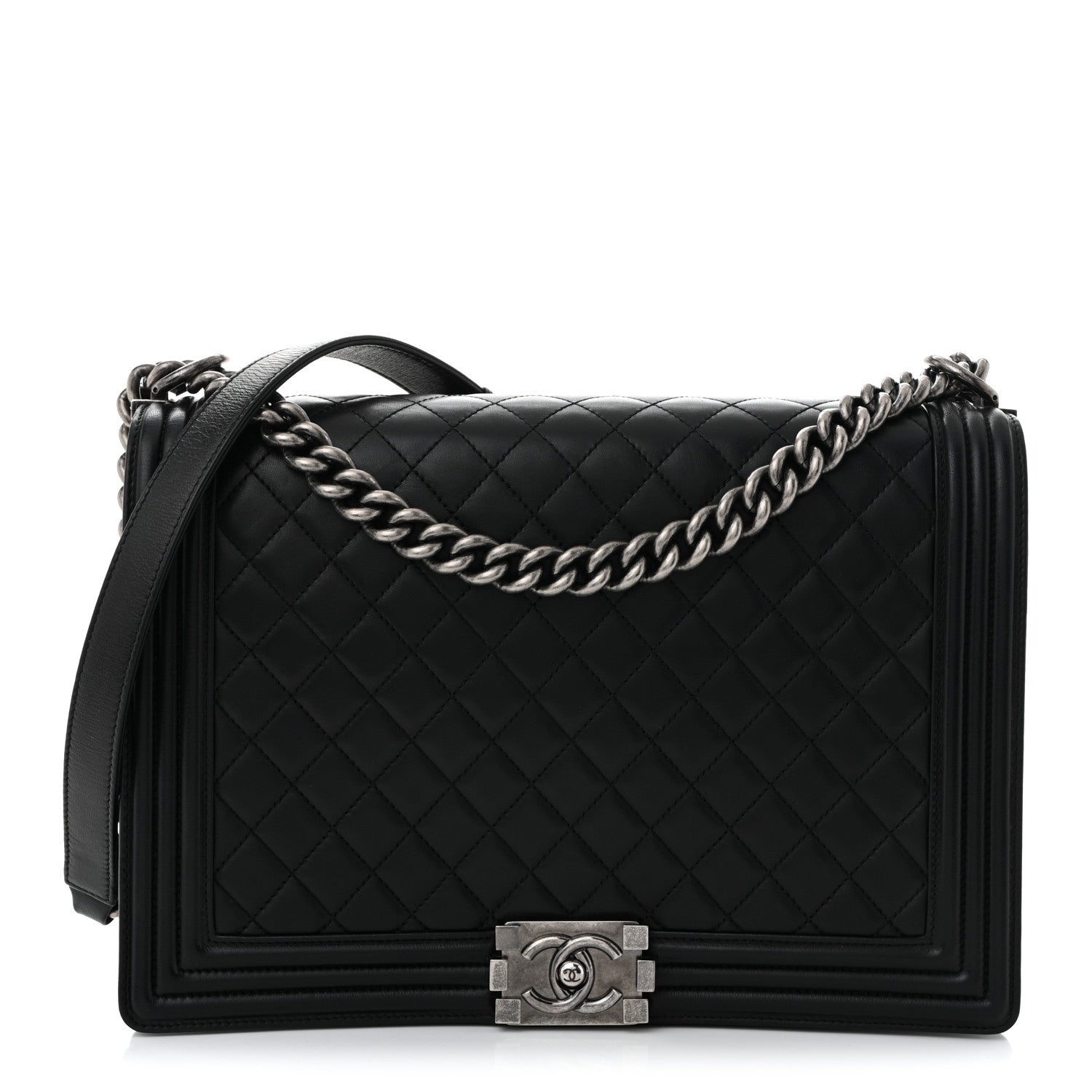 Chanel Lambskin Quilted Large Boy Flap Black 1 of 10