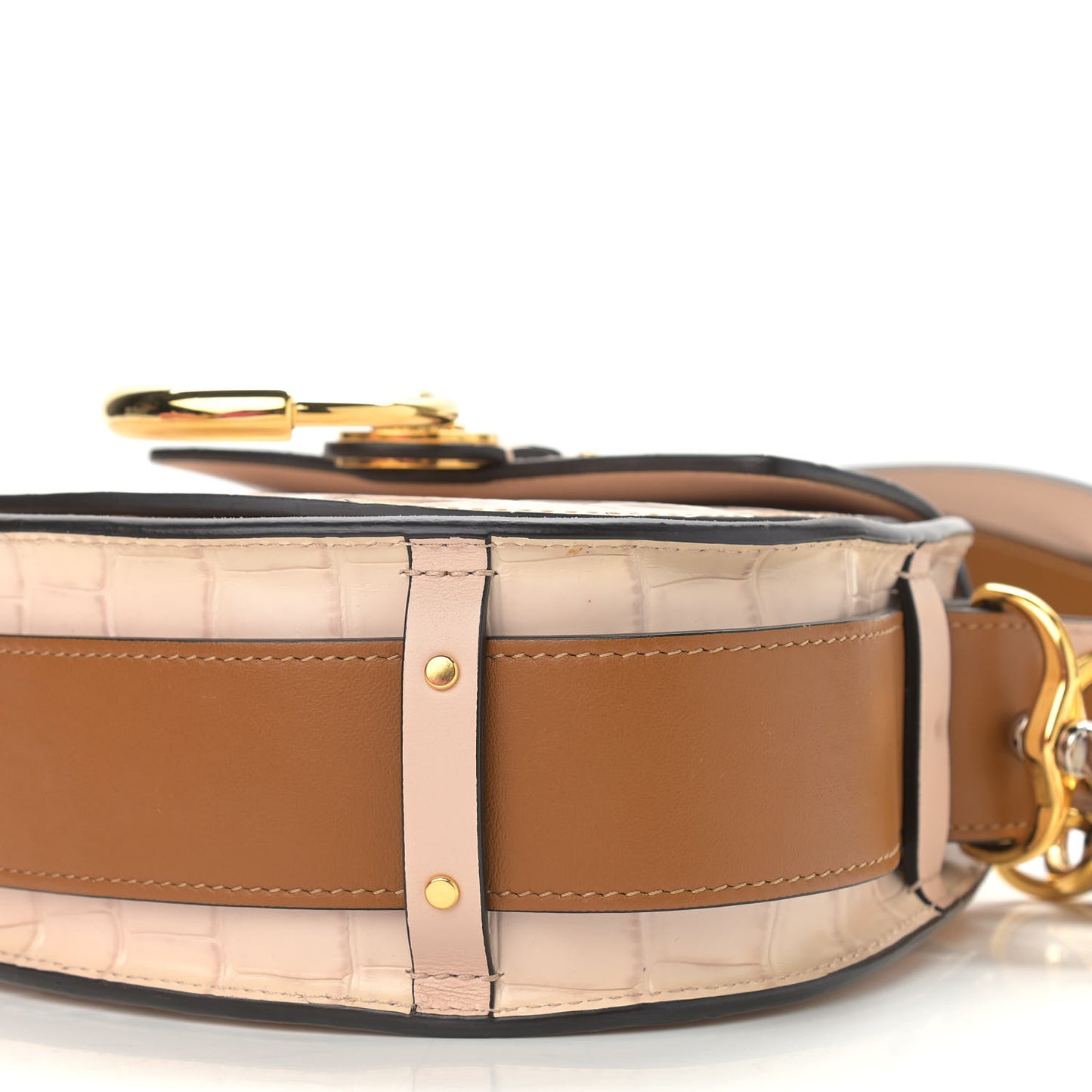 Calfskin Crocodile Embossed Small Tess Bag Cement Pink