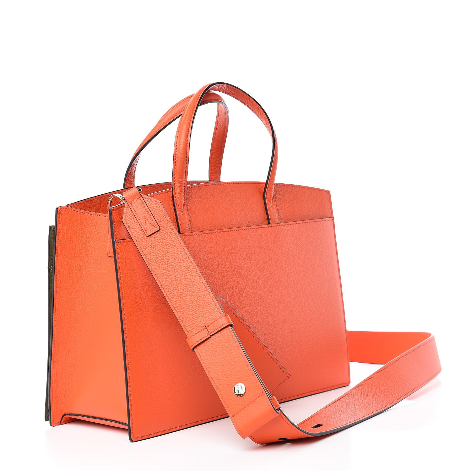 MCM Calfskin Medium Milano Tote Tangerine Tango Winter Mos 3 of 10