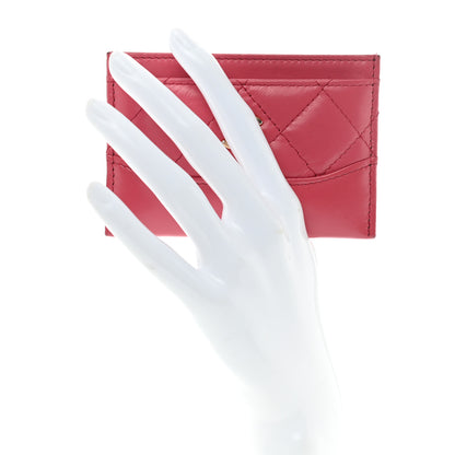 Chanel Aged Calfskin Quilted Gabrielle Card Holder Wallet Dark Pink 2 of 9