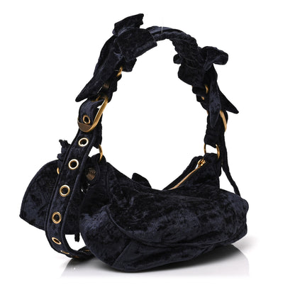 Balenciaga Crushed Velvet Le Cagole Shoulder Bag XS Navy 3 of 7
