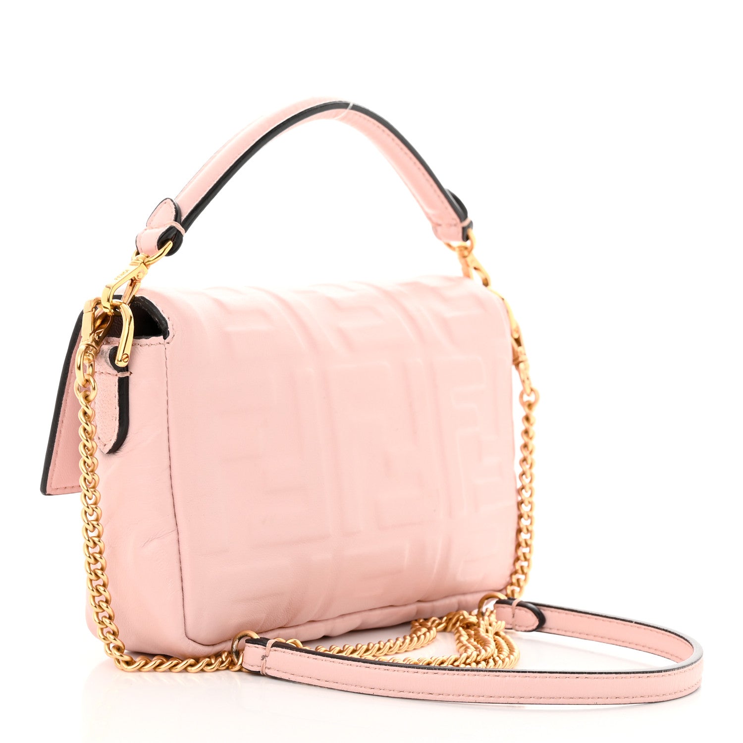 Fendi Nappa FF 1974 Embossed Mini Baguette Rosa Quarzo 3 of 14