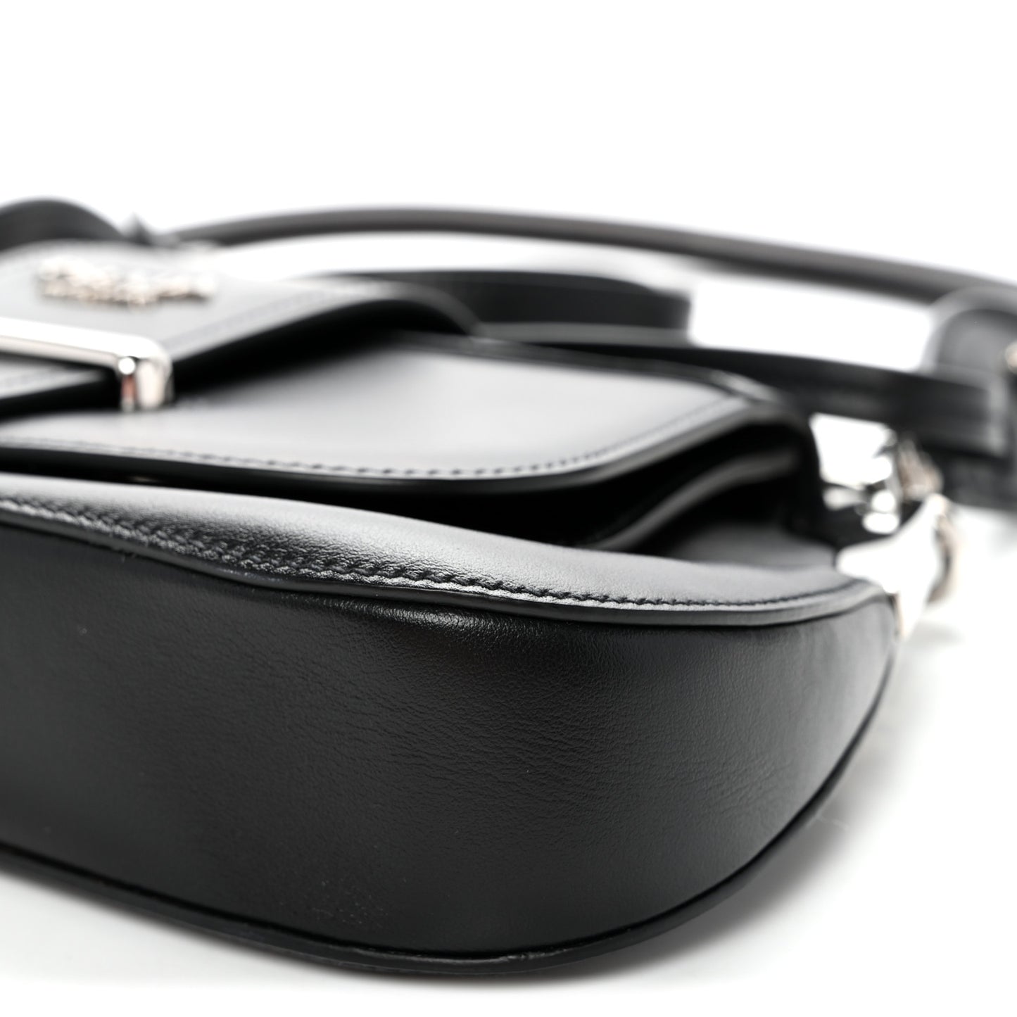 City Calfskin Saffiano Sidonie Shoulder Bag Black
