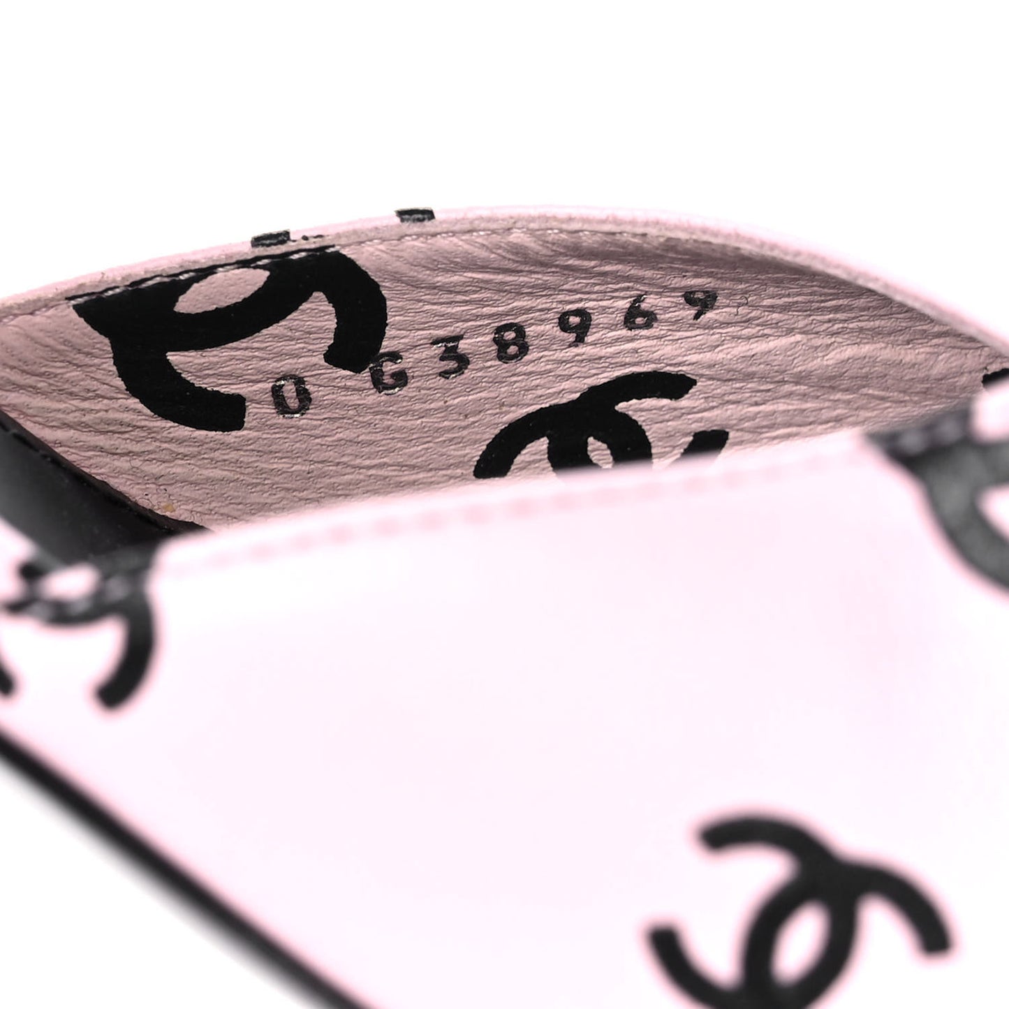 Printed Lambskin CC Sandals 42 Light Pink Black