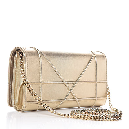 Christian Dior Metallic Calfskin Large Diorama Croisiere Chain Wallet Light Gold 3 of 10
