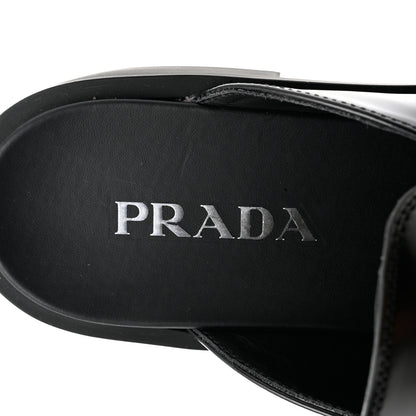 Prada Spazzolato Metal Triangle Logo 40mm Loafer Mules 39.5 Black 7 of 9