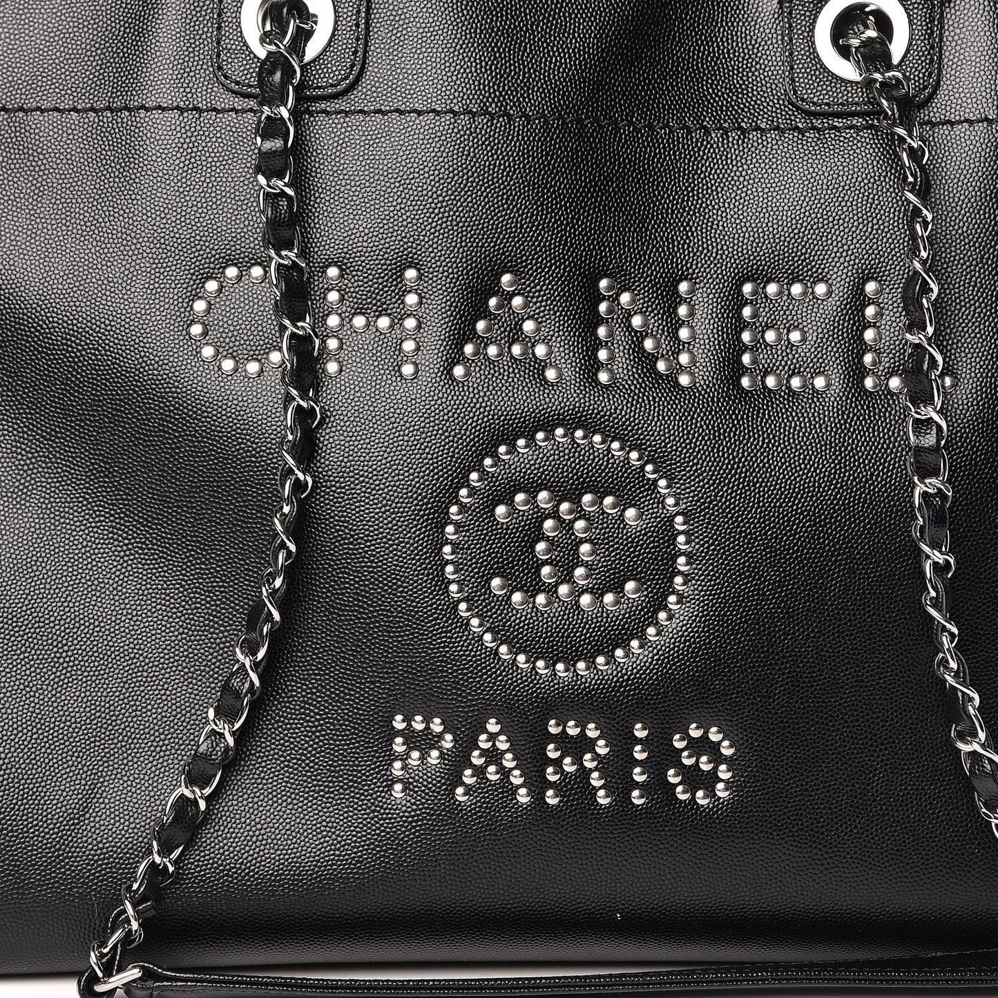 Caviar Medium Studded Deauville Tote Black