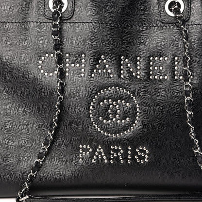 Chanel Caviar Medium Studded Deauville Tote Black 10 of 10