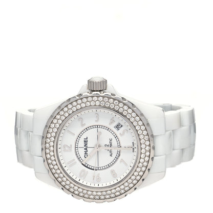 Chanel Stainless Steel Ceramic Diamond Pave Bezel 38mm J12 Automatic Watch White 2 of 4