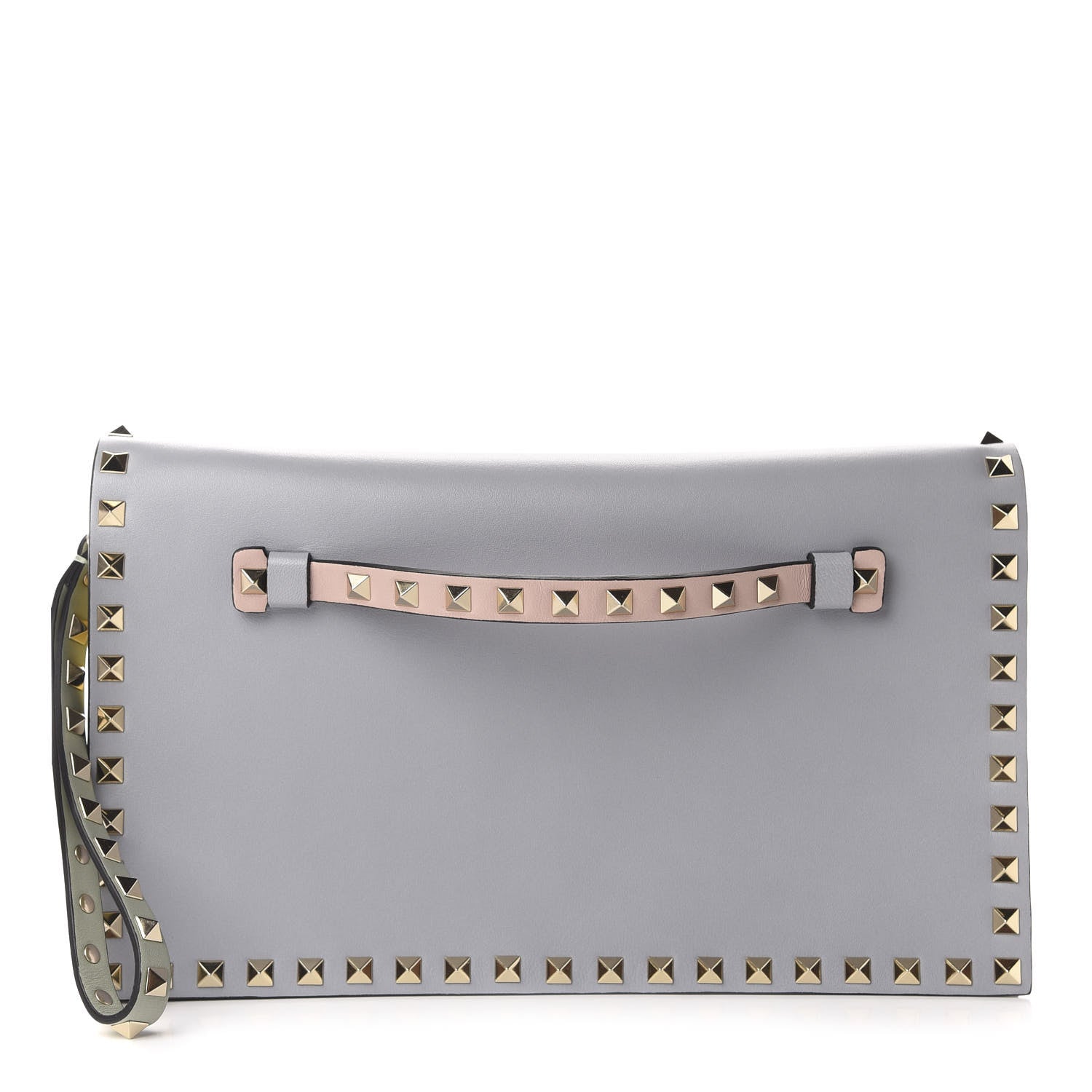 Valentino Garavani Nappa Watercolor Rockstud Wristlet Clutch Rose Green Yellow Sky 1 of 9