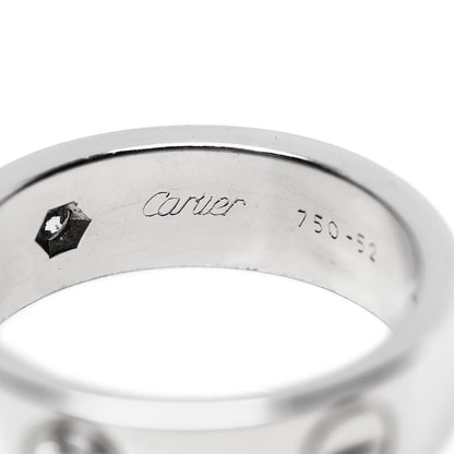 Cartier 18K White Gold 3 Diamond 5.5mm LOVE Ring 52 6 4 of 4