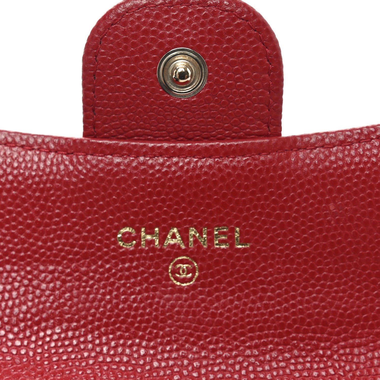 Chanel Caviar Quilted Flap Card Holder Wallet Red 5 of 9