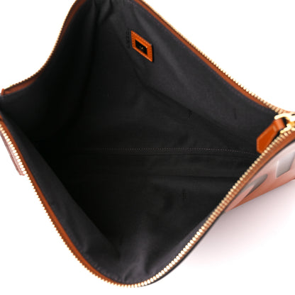 Fendi Vitello King Logo Embossed Large Flat Pouch Cuoio 5 of 11
