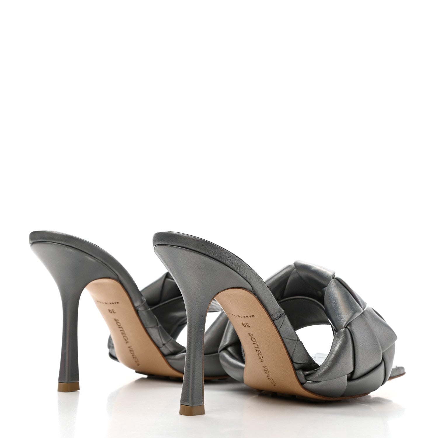 Bottega Veneta Laser Nappa Maxi Intrecciato Lido 90mm Mule Sandals 39 Oyster 4 of 11