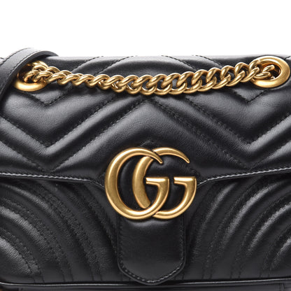 Gucci Calfskin Matelasse Mini GG Marmont Shoulder Bag Black 12 of 12