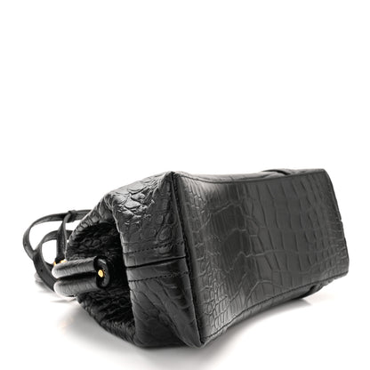 Balenciaga Extra Supple Calfskin Crocodile Embossed Small Editor Bag Black 4 of 9