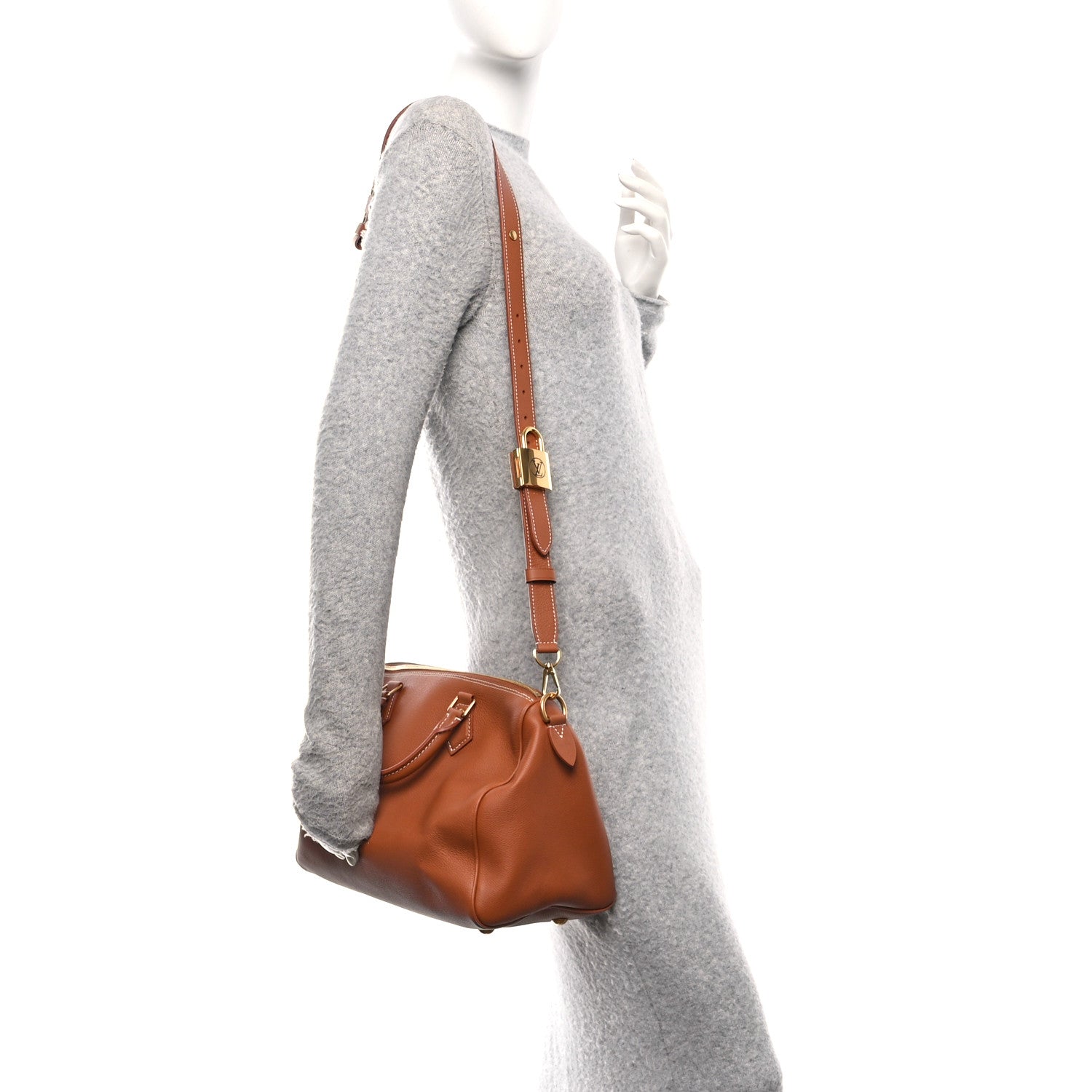 Louis Vuitton Grained Calfskin Low Key Speedy 30 Cognac 2 of 9