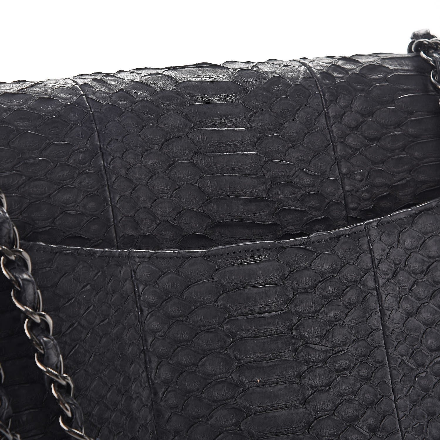 Chanel Matte Python Maxi Double Flap Black 12 of 13