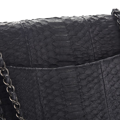 Chanel Matte Python Maxi Double Flap Black 12 of 13