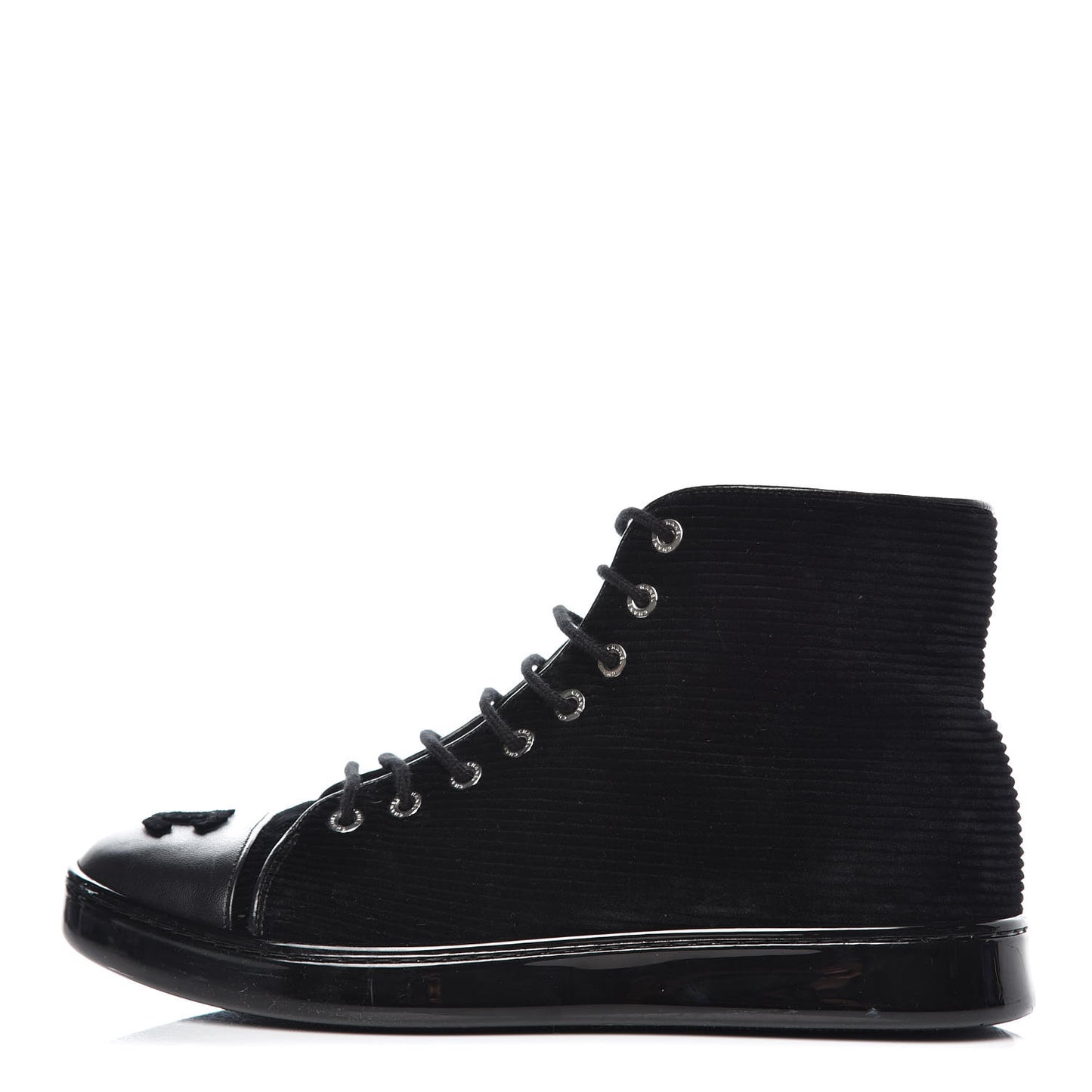 Corduroy Lambskin High Top Sneakers 36.5 Black