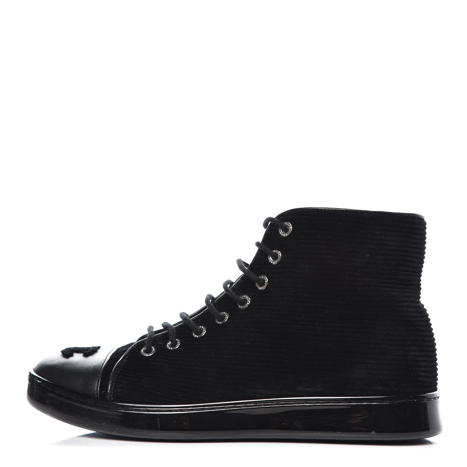 Chanel Corduroy Lambskin High Top Sneakers 36.5 Black 1 of 12