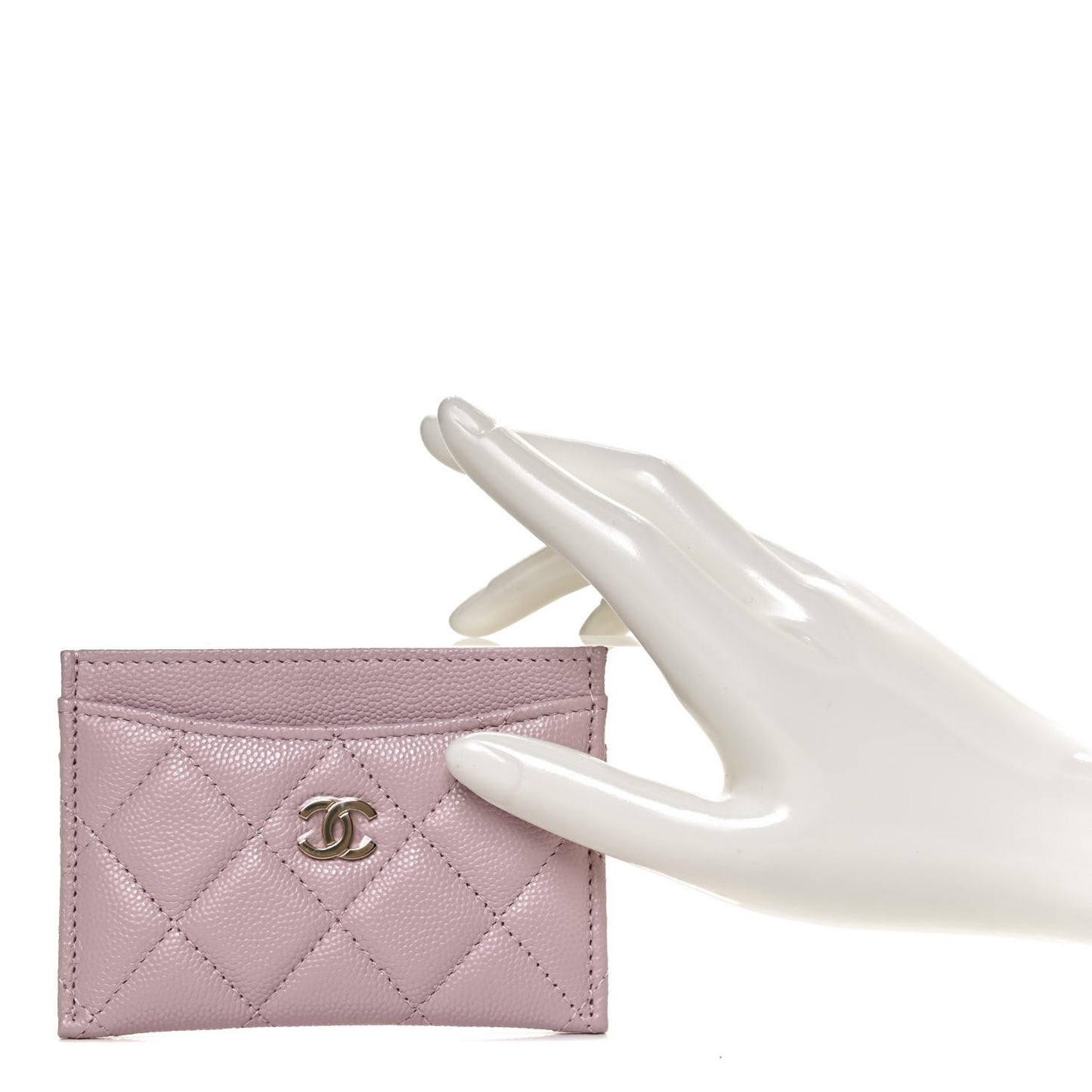 Caviar Quilted Card Holder Light Pink