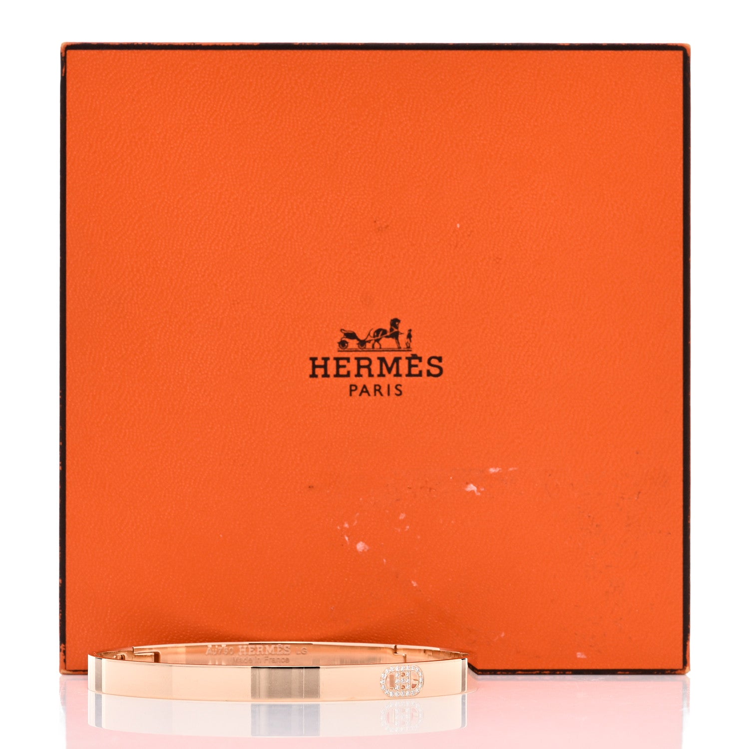 Hermes 18K Rose Gold Diamond PM H D'Ancre Bracelet LG 4 of 4