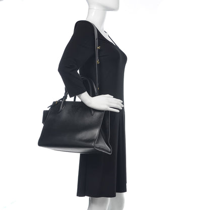 Prada Saffiano Cuir Calfskin Large Monochrome Top Handle Tote Black 2 of 12