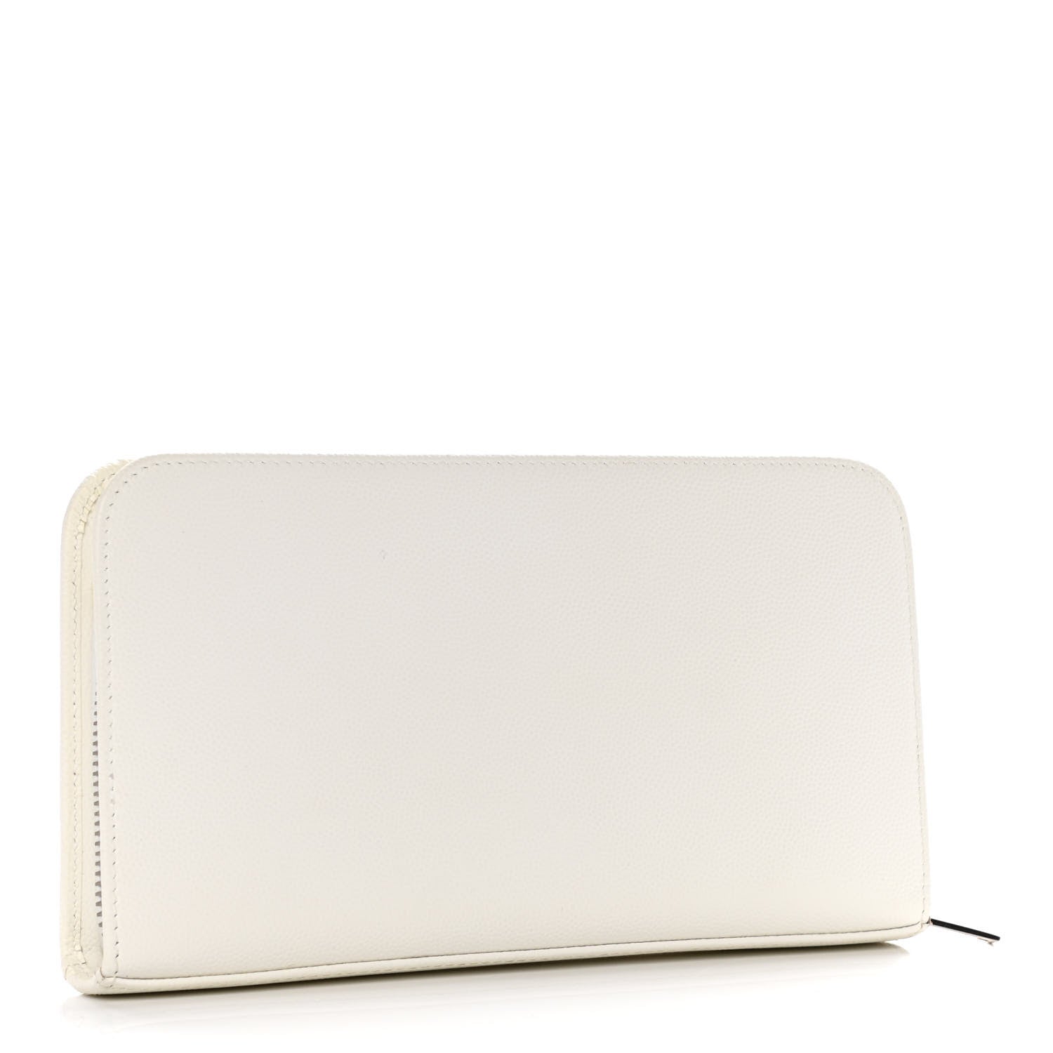 Saint Laurent Grain De Poudre Classic Zip Around Travel Wallet White 3 of 10