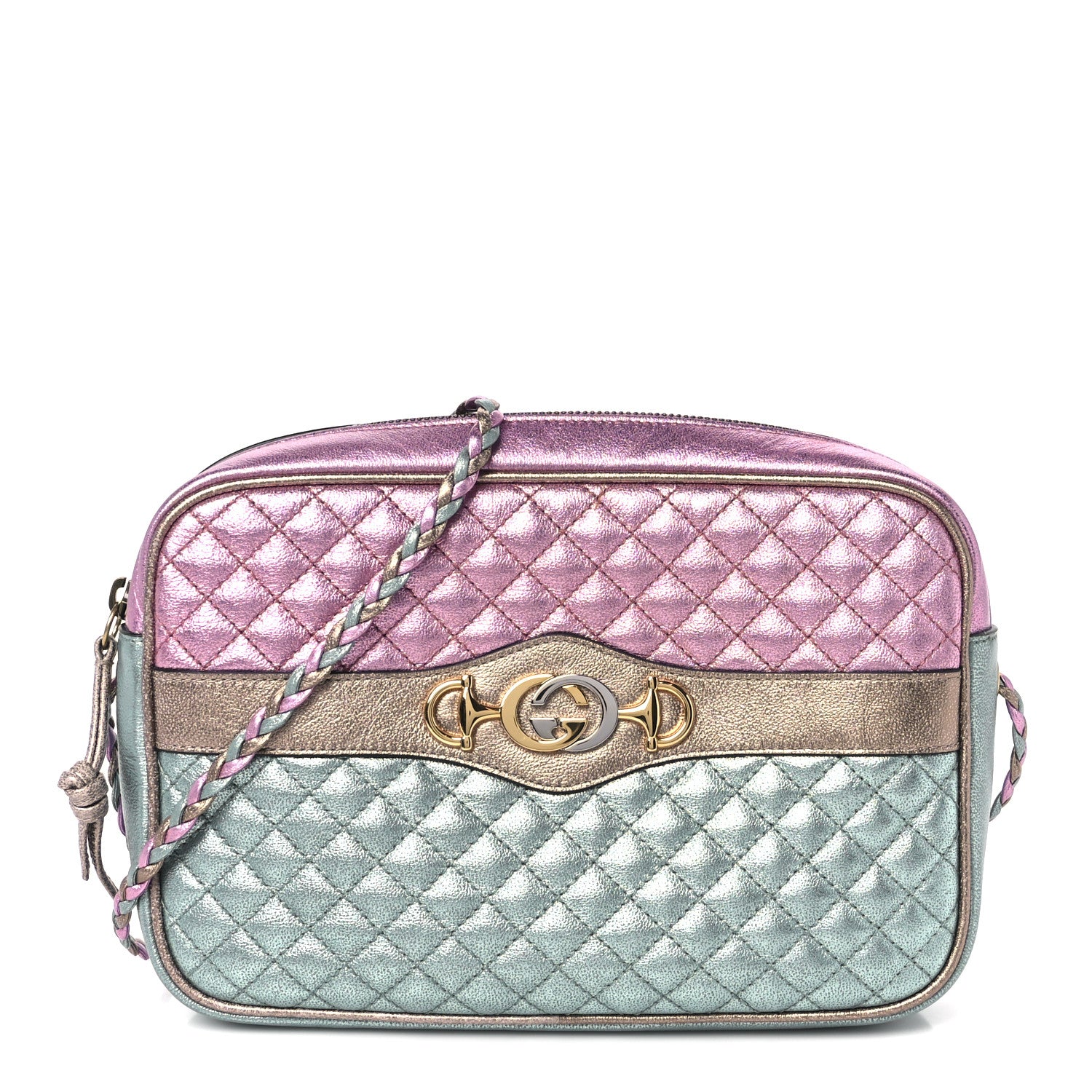 Gucci Laminated Nappa Trapuntata Small Zumi Shoulder Bag Rosa Lago Rame 1 of 11