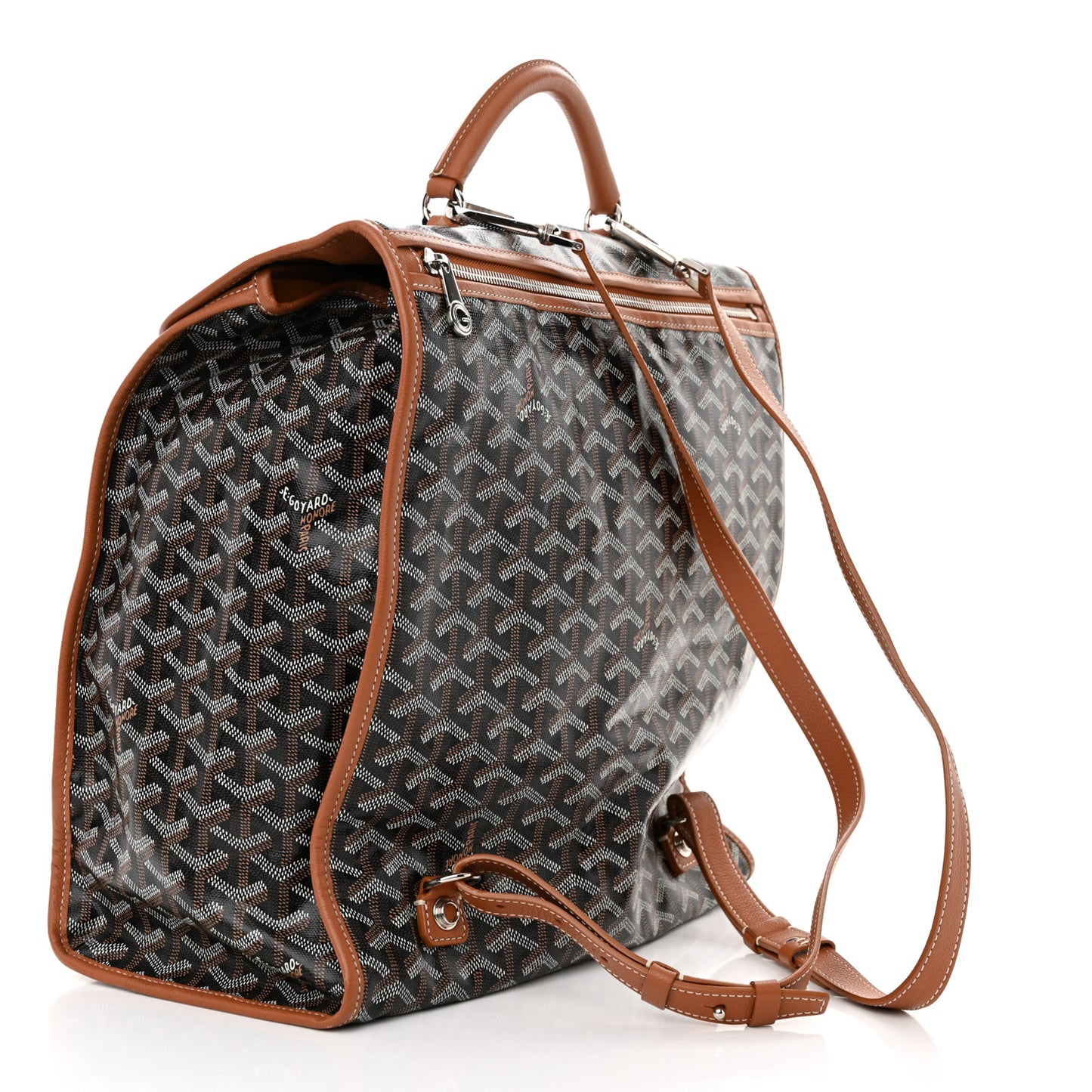 Goyardine Saint Leger Soft Briefcase Backpack Black Gold