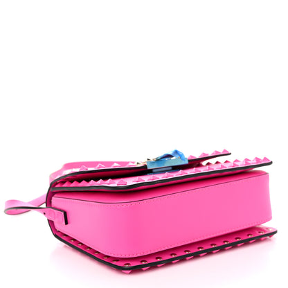 Valentino Garavani Smooth Calfskin Enamel Tonal Small Rockstud23 Shoulder Bag Pink PP 4 of 9