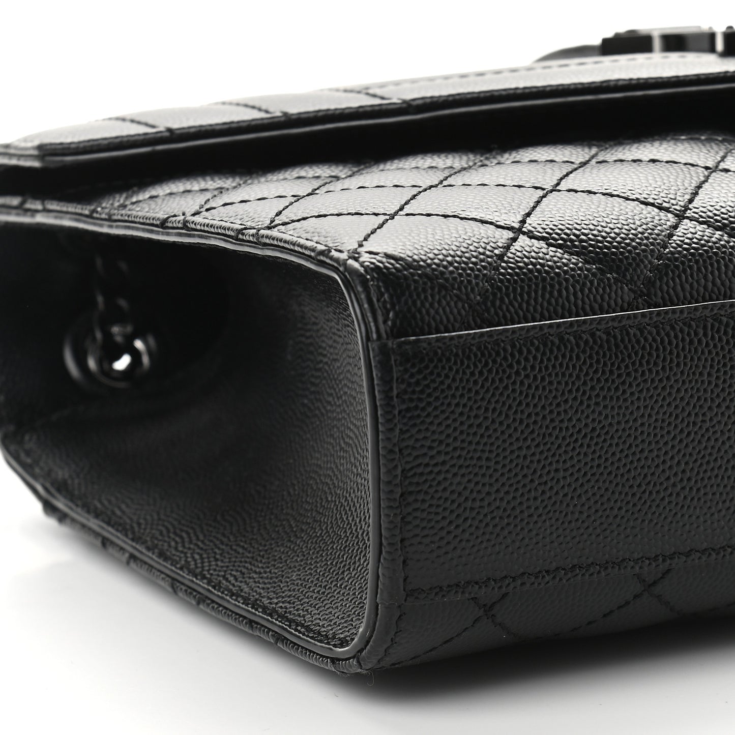 Grain De Poudre Textured Mixed Matelasse Triquilt Medium Monogram Satchel Black