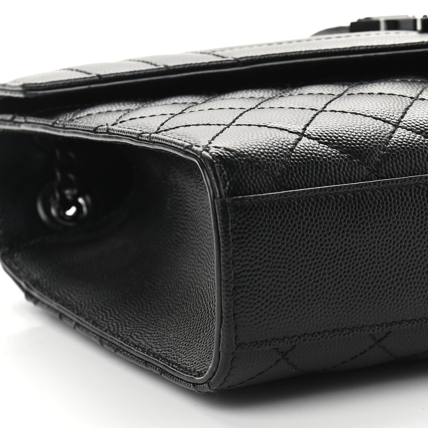 Saint Laurent Grain De Poudre Textured Mixed Matelasse Triquilt Medium Monogram Satchel Black 7 of 8