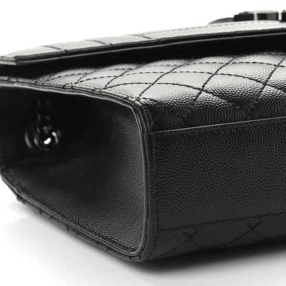 Saint Laurent Grain De Poudre Textured Mixed Matelasse Triquilt Medium Monogram Satchel Black 7 of 8