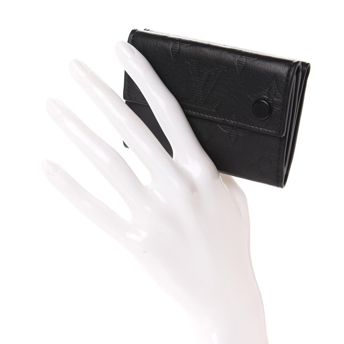 Calfskin Monogram Shadow Discovery Compact Wallet Black