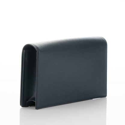 Saint Laurent Grain De Poudre Classic Monogram Clutch Navy 3 of 6
